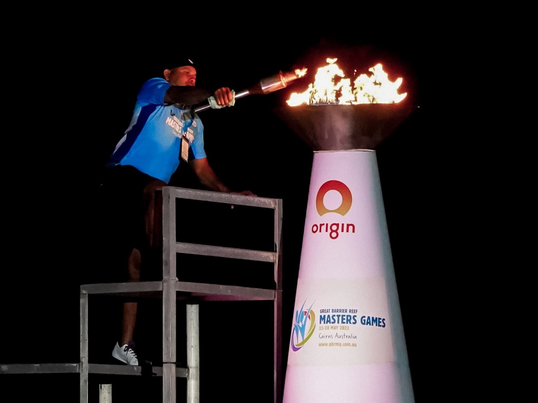 cauldron being lit at opening ceremony